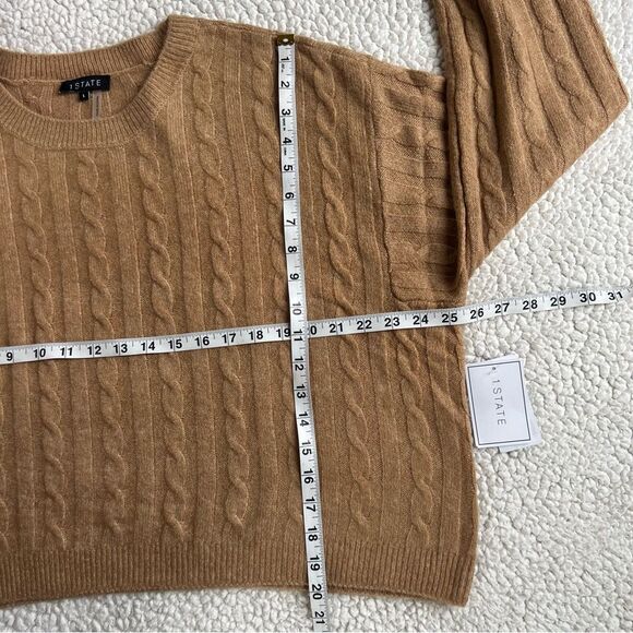 1. State Evermore Wild Oak Cable Knit Crewneck Oversized Pullover Sweater SZ L - Picture 11 of 14
